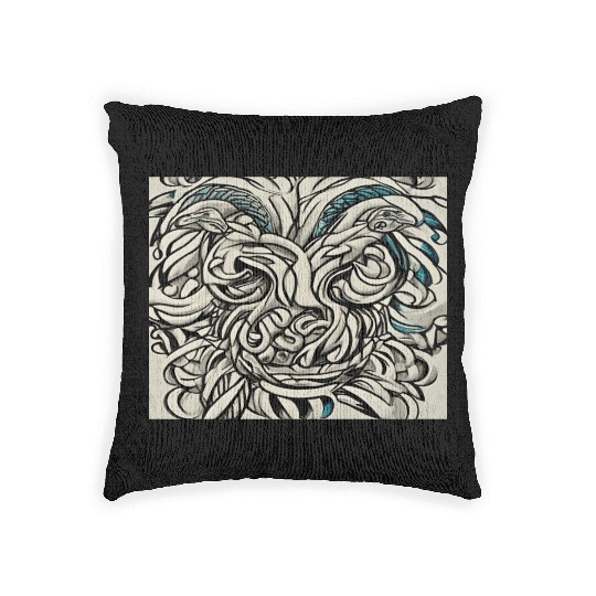 Lion head in abstrack Woven Pillows