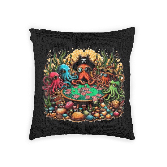 Octopus Card Table Woven Pillows