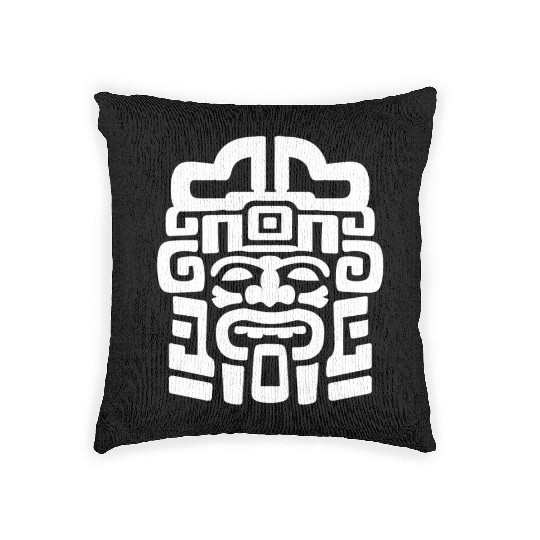Aztec God Ancient Mythology Mictlantecuhtli Mask Woven Pillows