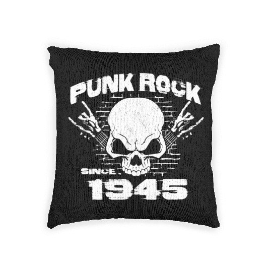 79th Birthday - Punk Rock Since 1945 Skull Rock Woven Pillows