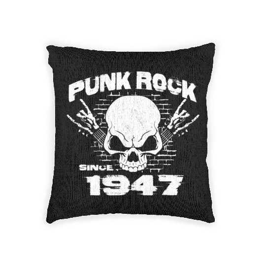 Punk Rock Since 1947 - Skull Rock Hands 77th Woven Pillows