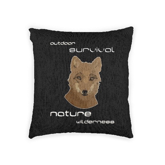 cute fox wilderness nature outdoor Woven Pillows