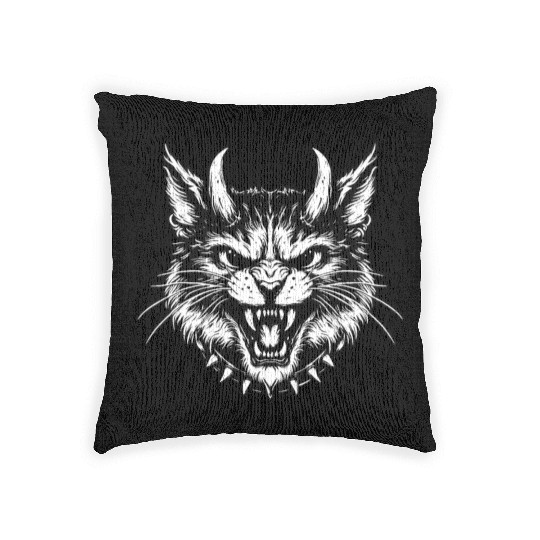 Dark Art Cats Beast kitten Animal Vintage Woven Pillows