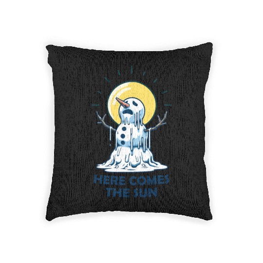Here Comes The Sun Snowman Woven Pillows