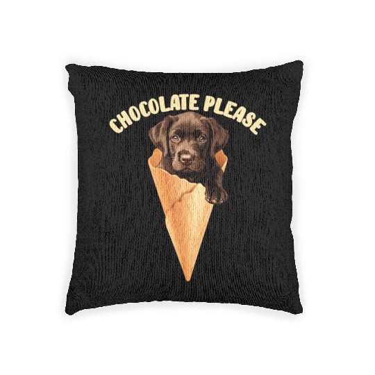 Brown Labrador CHOCOLATE PLEASE Ice Cream Woven Pillows