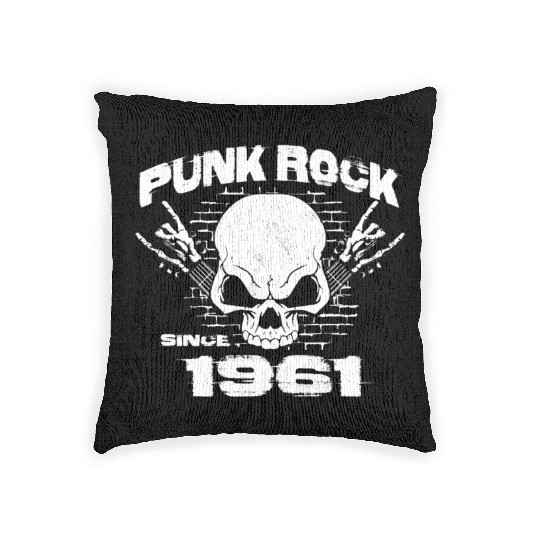 63rd Birthday - Punk Rock Since 1961 Skull Rock Woven Pillows