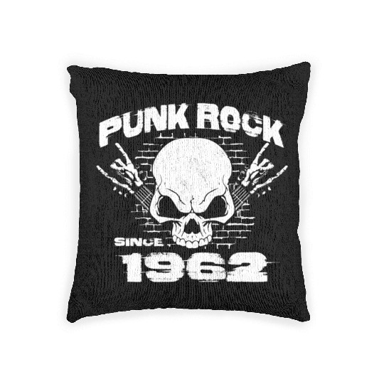 Punk Rock Since 1962 - Skull Rock Hands 62nd Woven Pillows