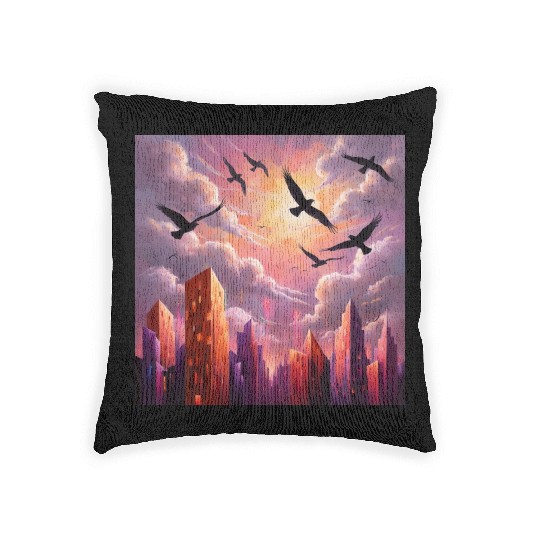 Geometric Twilight City Woven Pillows