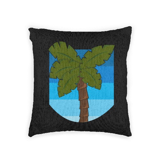 Tropical Palm Tree Over an Ocean Woven Pillows
