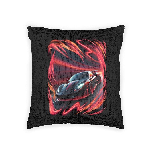 Nice sport car, red storm and effects Woven Pillows