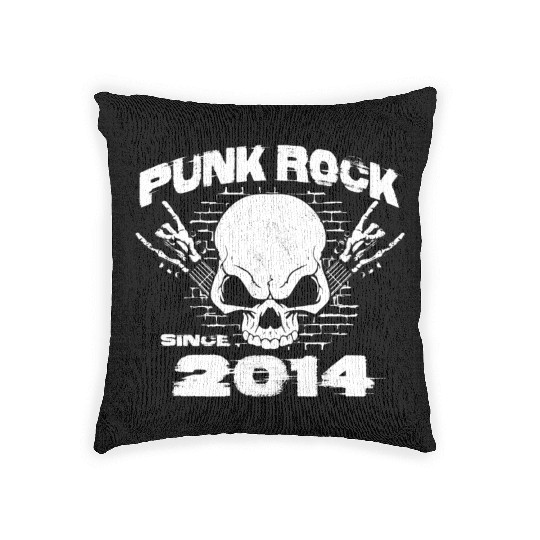 Punk Rock Since 2014 - Skull Rock Hands 10th Woven Pillows
