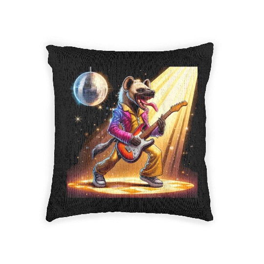 Disco Ball Guitar Hyena Woven Pillows