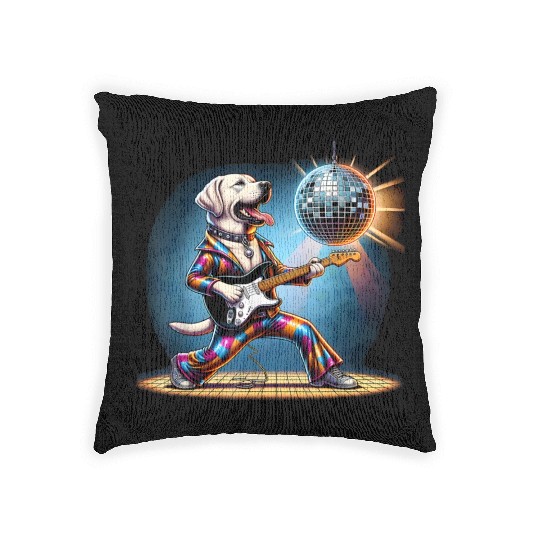 Disco Labrador Retriever dog Woven Pillows