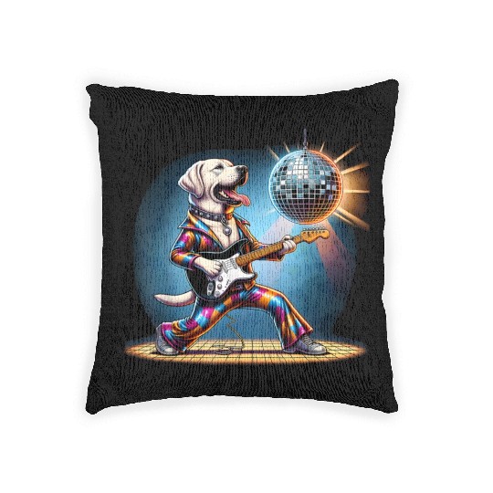 Disco Labrador Retriever dog Woven Pillows
