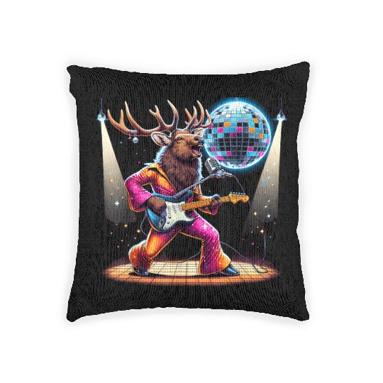 Disco Ball Guitar Elk Woven Pillows