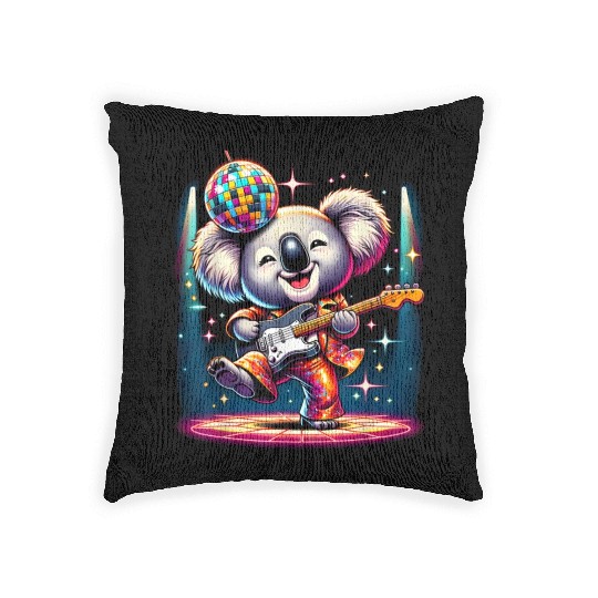 Disco Ball Guitar Koala Woven Pillows