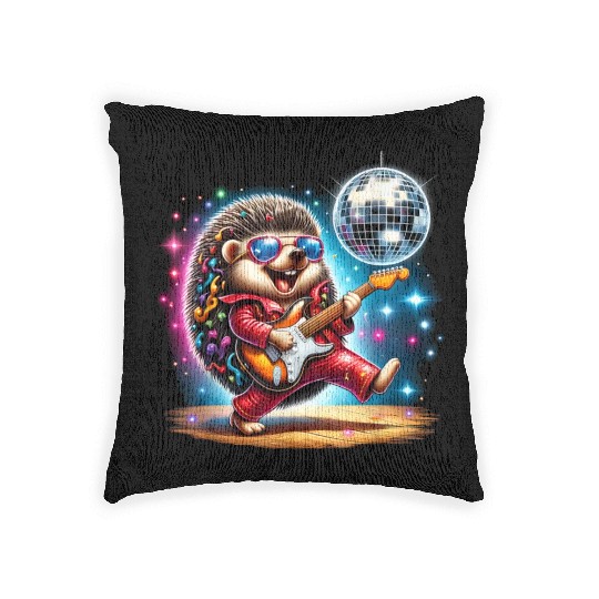 Disco Ball Guitar Hedgehog Woven Pillows