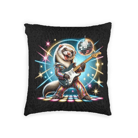 Disco Ball Guitar Ferret Woven Pillows
