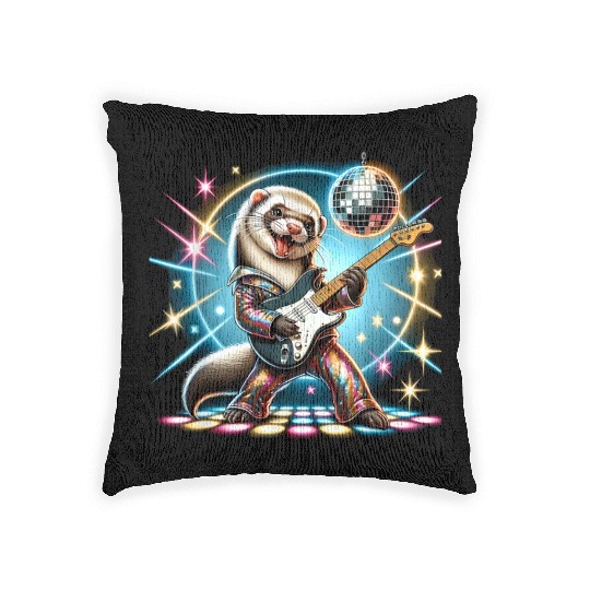 Disco Ball Guitar Ferret Woven Pillows