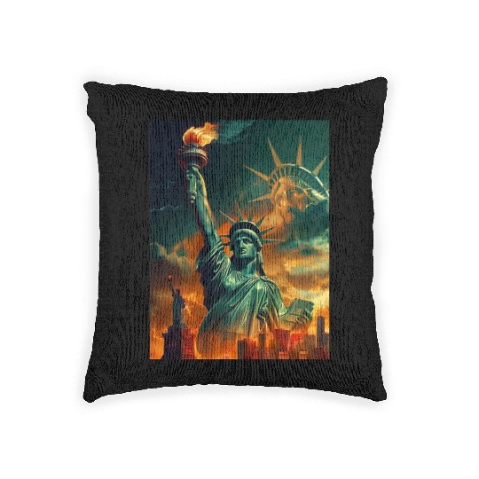 Statue of Liberty in New York USA Woven Pillows