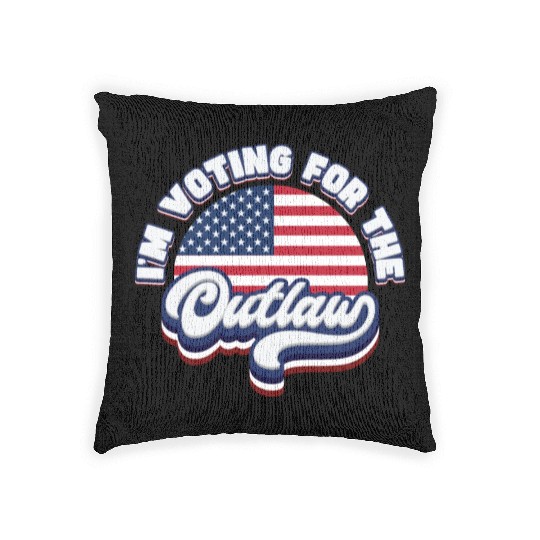 I'm Voting For The Outlaw - US Flag Woven Pillows