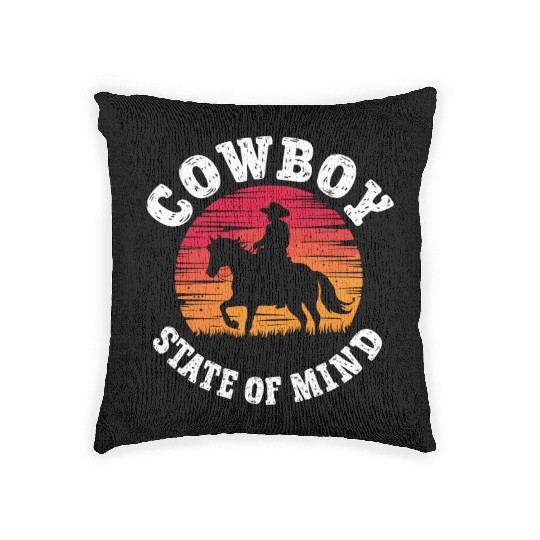 Cowboy Lifestyle Western Theme with Horses and Woven Pillows
