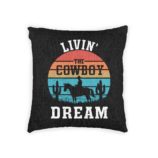 Cowboy Lifestyle Western Theme with Horses and Woven Pillows