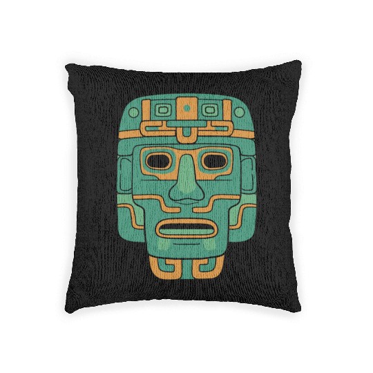 Aztec God Ancient Mythology Huitzilopochtli Mask Woven Pillows