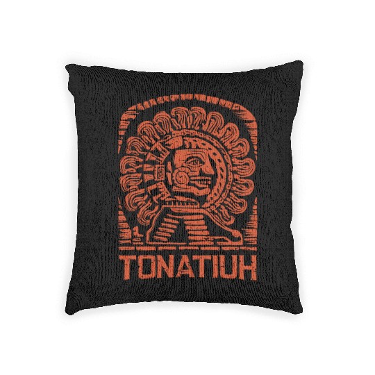 Aztec God Ancient Mythology Tonatiuh Sun and Woven Pillows