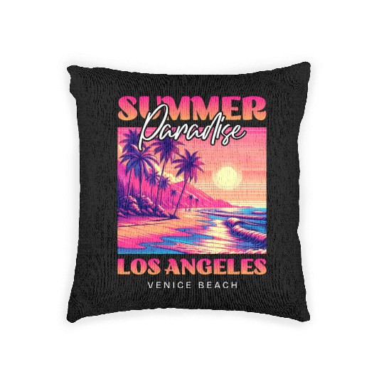 Summer Paradise Los Angeles Venice Beach Woven Pillows