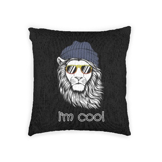 Cool Lion with Sunglasses - Stylish Animal Woven Pillows