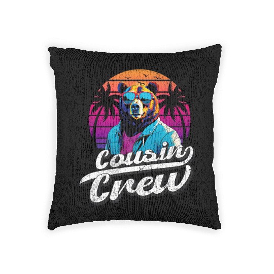 Retro Summer Vacation Family Matching Woven Pillows