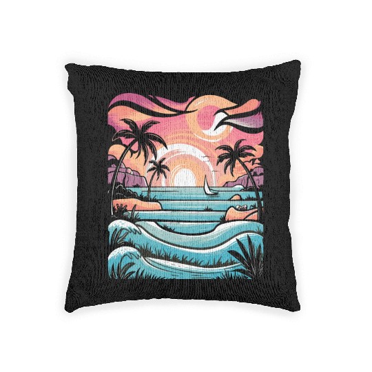 Azure Embrace Mediterranean Dreamscapes Woven Pillows