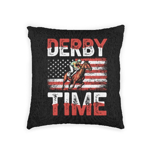 Derby Time Louisville Kentucky Horse Racing Woven Pillows
