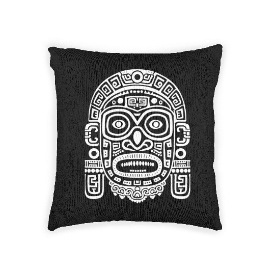 Maya God Mayan Mythology Ek Chuah Intricate Mask Woven Pillows