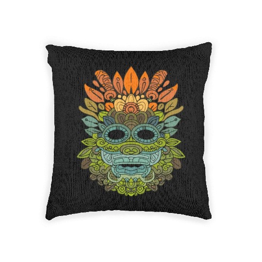 Maya God Mayan Mythology Itzamna Colorful Tribal Woven Pillows