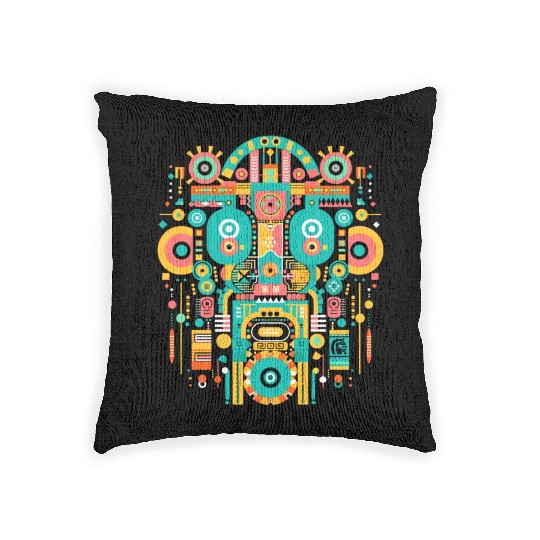 Maya God Mayan Mythology Itzamna Mask Art Woven Pillows