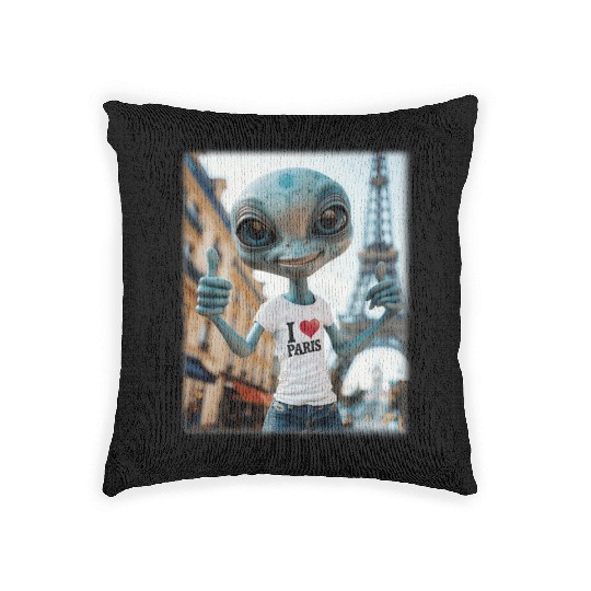A Alien in Paris. I love Paris Woven Pillows