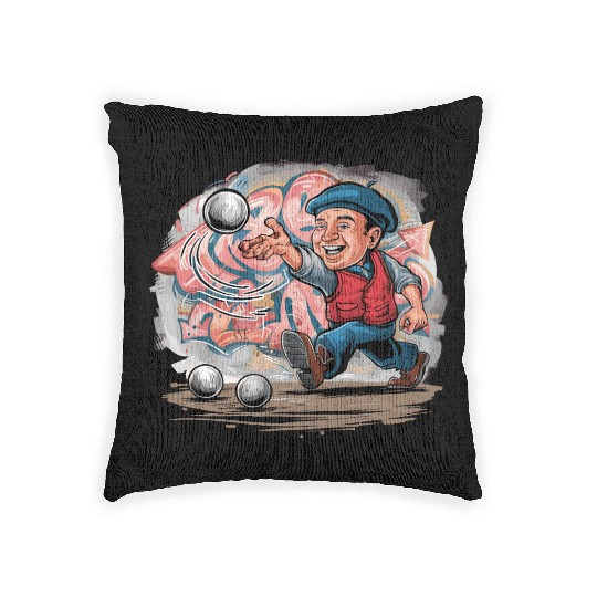 Frenchman Plays Petanque Street Art Graffiti Woven Pillows