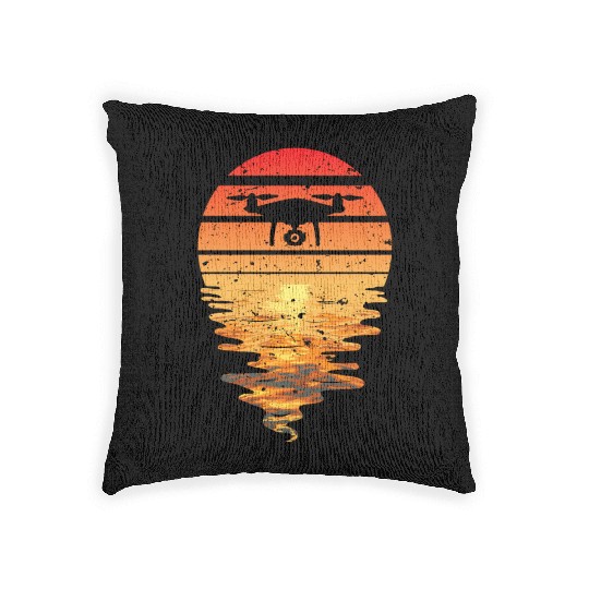 Drone Sun Sunset Vintage Woven Pillows