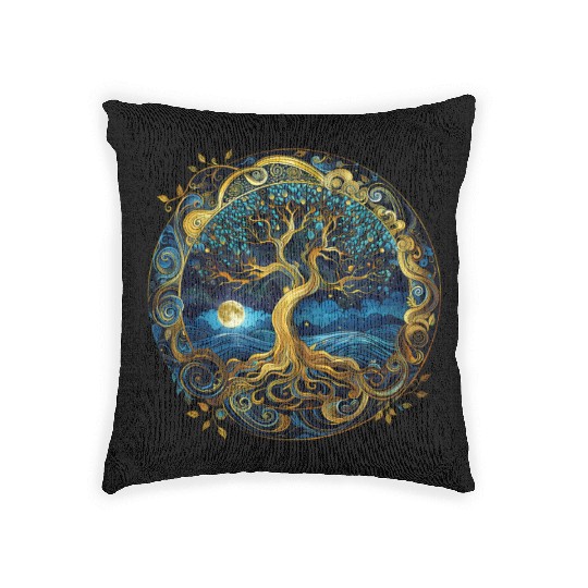 Irish Nordic Celtic Tree of Life Yggdrasil Woven Pillows