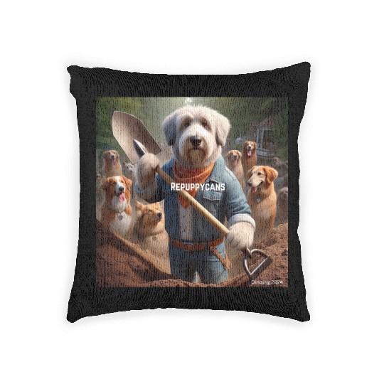 Funny and cute animal or pet Republican Woven Pillows