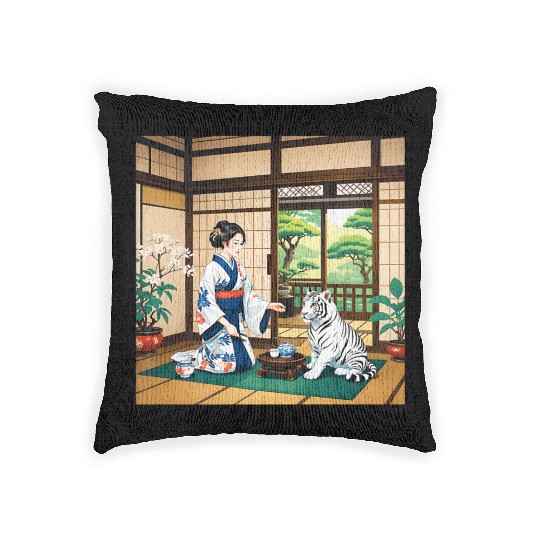 Fantasy Kimono Tiger Premium Woven Pillows
