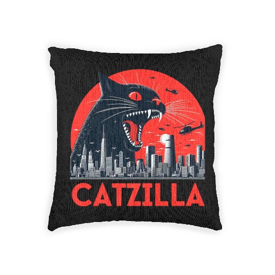 Catzilla Cat Japanese Premium Woven Pillows