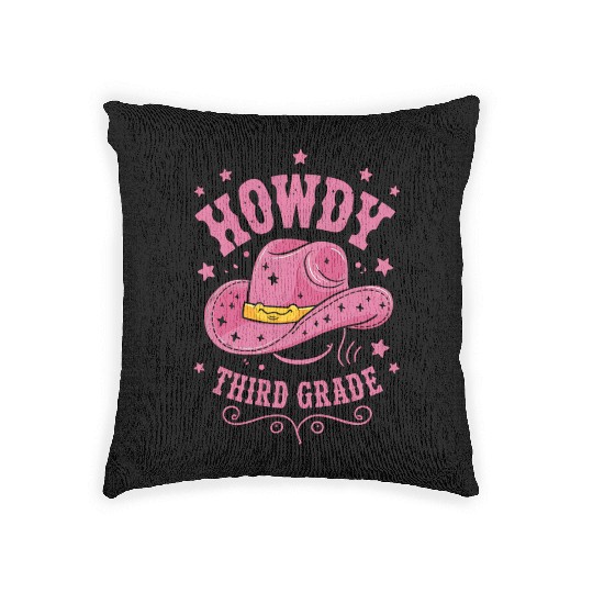 Howdy 3rd Grade Cowboy Cowgirl Back To School Woven Pillows