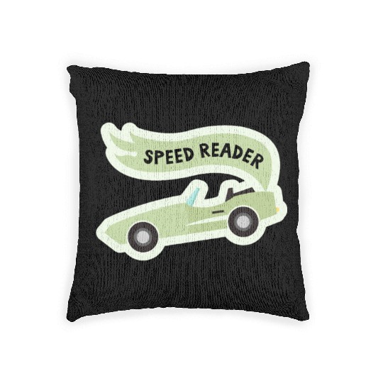 Speed ReaderBookish Racing Car Pastel Green Lemon Woven Pillows