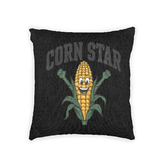 Funny Farm Food Woven Pillows Corny Cob Farmer Corn Star