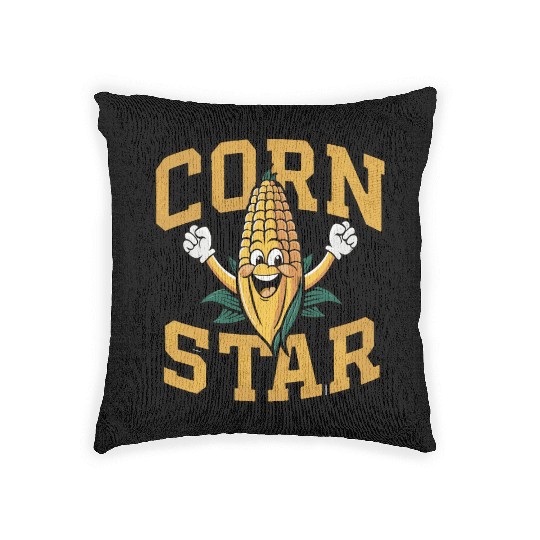 Funny Farm Food Woven Pillows Corny Cob Farmer Corn Star