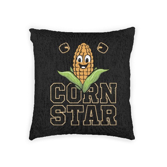 Funny Farm Food Woven Pillows Corny Cob Farmer Corn Star