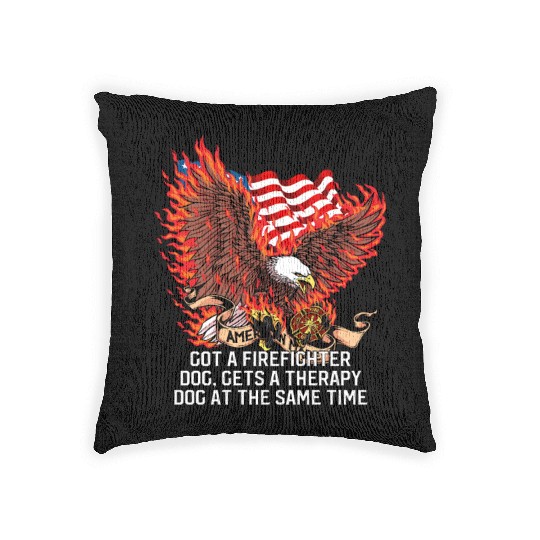 Gets a Firefighter Dog Therapy Dog Fire Department Woven Pillows